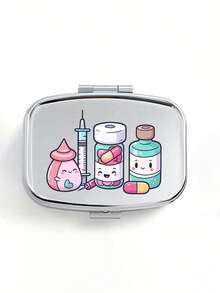 Pill Pattern Pill Box, Pill Letter Pattern, Portable Medication Storage Compartment, Mini Metal Storage Box, Portable Jewelry And Pill Box, Personalized Creative Gift, Bow Tie, Nurse Cap, Pill Bottle Pattern, Suitable For Travel, Outdoor Activities, Bags, Pockets, Can Be Used For Wedding Gifts, Gifts And Reception Decorations, Unique Decorative Travel Storage Box Design, Mother's Day Gift, Gift For Friends, Nurse Gift - Multicolor - View 16