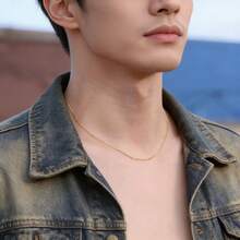 优雅的S925纯银黄色项链，银饰，闪亮，长度16-24英寸，适合派对、生日、圣诞节、情人节、开斋节、感恩节等场合作为礼物。 - 金色 - 查看 12