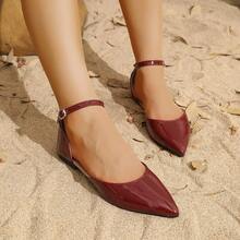 Giày bệt mũi nhọn khoét lỗ dành cho nữ - Màu Đỏ Sâu - Xem 2