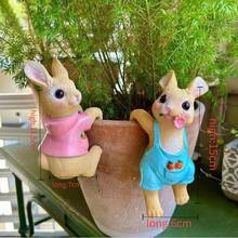 Outdoor Rabbit Ornament, Creative Flowerpot Hanging Decor For Balcony, Garden, Living Room, Animal Figurine Decoration Craft - Multicolor - View 11