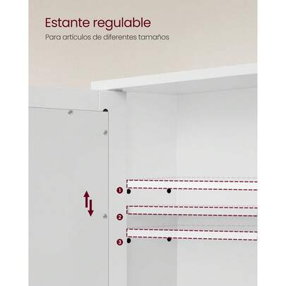 Armario de Baño , Armario de Pared, 56 x 13 x 58 cm, Puerta con Espejo Doble, Armario de Almacenamiento, Estantes de Altura Ajustable, Blanco