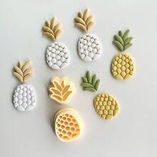 2个菠萝形软陶首饰制作模具，水果菠萝造型聚合物粘土模具，夏季浪漫风格粘土模具，适用于DIY耳环、胸针、吊坠、陶瓷和其他工艺品 - 黃色 - 查看 5