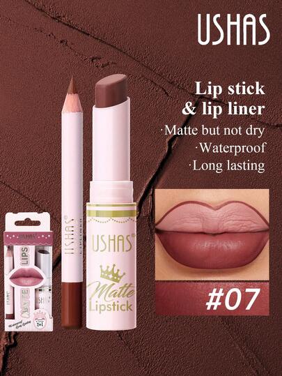  Set de Delineador de Labios + Lápiz Labial USHAS, 12 Colores Disponibles, Textura Aterciopelada Mate, Maquillaje de Labios Duradero y a Prueba de Manchas, Lápiz Labial Resistente al Agua, Esencial para el Uso Diario y Fiestas