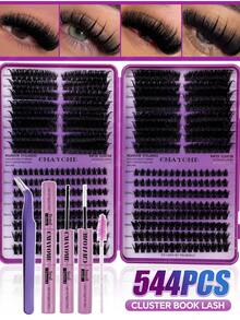 544/608 PCS Lash Extension Kit, Spikes Cluster Lashes,.Cartoon Style Eyelash Clusters, Anime Eyelash Extensions, Natural Looking Eyelash Clusters, Fairy Eyelash Clusters, Suitable For Beginners - Purple - View 15