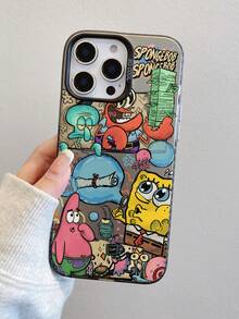 SpongeBob SquarePants 1个时尚全屏螃蟹老板家族拼接图案手机壳，防摔，兼容 16/15/14/13/12/11 Pro Max及其他型号 - 彩色 - 查看 3