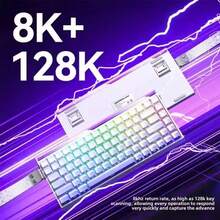 AULA HERO 84HE 有线键盘，配备快速触发磁力开关、碳纤维高性能定位板、0.01mm 精度、适用于混合轴游戏的 PBT 键帽、支持在线驾驶、适合电竞玩家、RGB 霓虹灯、可拆卸电竞定制机械键盘 - 查看 3