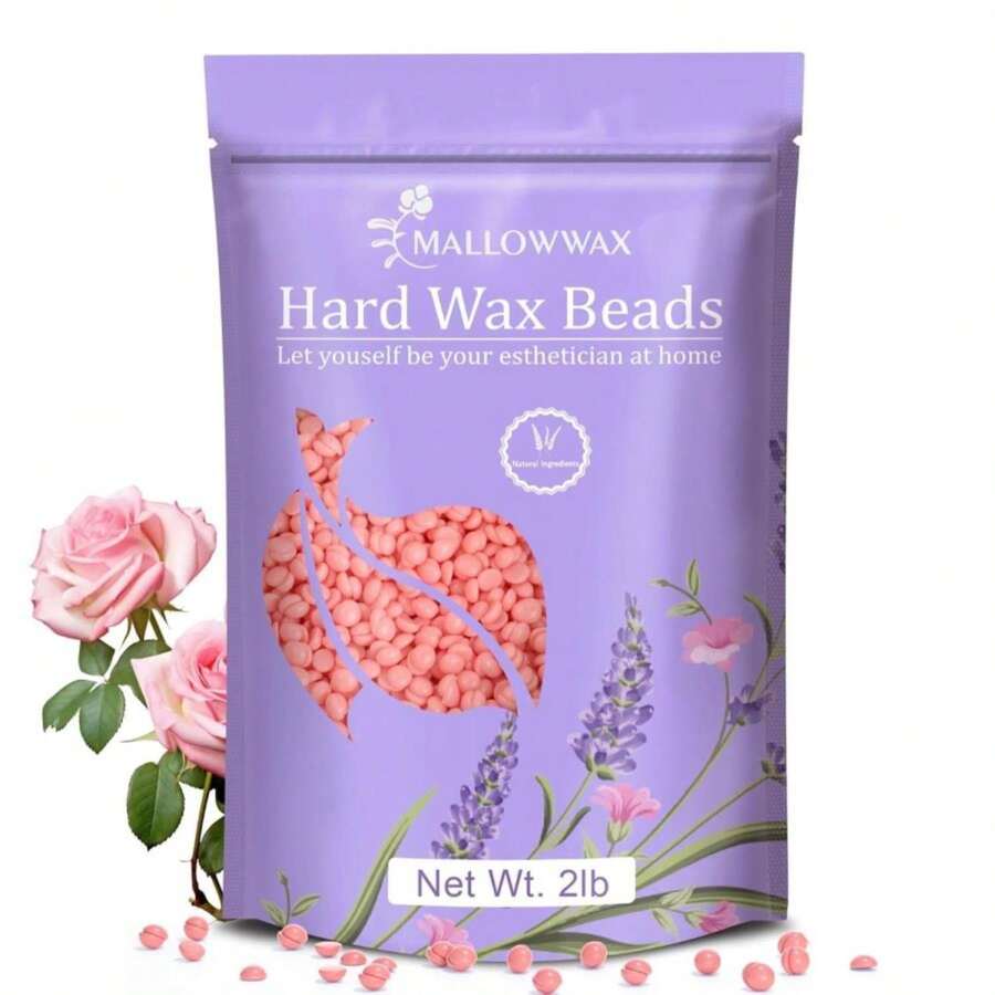 Mallowwax Hard Wax Beads For Hair Removal, 2LB U2013 Premium Hair Removal Wax Refill For Sensitive Skin With Rose Formula, Ideal For Facial And Brazilian Areas - ColorM - 查看 1