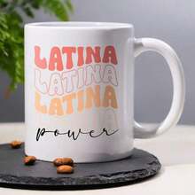 1pc, 11oz Ceramic Coffee Mug, LATINA Insulated Thermal Tea Cup With Prominent Orange LATINA Logo, Suitable For Women, Office, Home Or Gatherings, Durable Barware Accessory - Pink - View 3