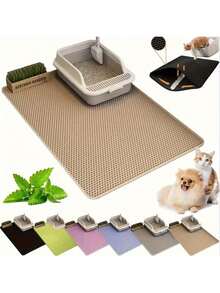 Large Double-Layer EVA Material Cat Litter Mat, Anti-Splash & Leak, Washable Litter Trapping Mat, Convenient Cleaning, Multiple Sizes Available, Pet Cat Litter Box Mat - Grey - View 9