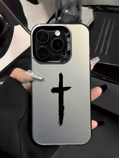 全新创意时尚IMD激光手机壳系列，黑色笔触十字图案，经典混合材质，防震防滑，兼容 17/17Air/17Pro/17ProMax、16/16Plus/16ProMax、15、14、13、12、11系列，也适用于Galaxy S22、S23、S24、S25 Plus Ultra系列，是复活节礼物、圣诞节/万圣节装饰/生日礼物的理想之选，送给情侣、女朋友、男朋友、朋友或自己都非常合适。