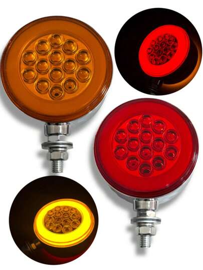 Plafón Direccional Redondo Led/glo Doble Cara Ambar-Rojo 12/24 volts 1 pieza