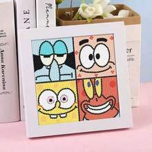 SpongeBob SquarePants 1幅5D全钻水晶钻石画，带框，DIY手工套装，适合作为情人节礼物、生日礼物、派对礼物、钻石艺术品、高品质钻石艺术品套装，是开学季和派对的理想礼物。 - 彩色 - 查看 5