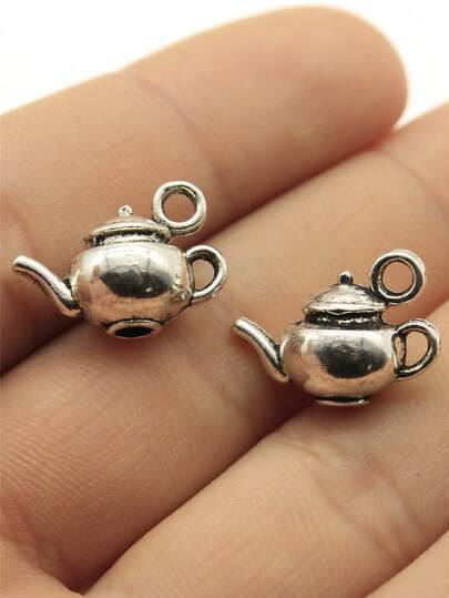 4 piezas de 18x13x10mm Dijes de tetera para hacer joyas DIY, collares, llaveros, cadenas de teléfono, pulseras y accesorios de manualidades