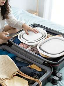 宠物浴缸，可折叠小型犬浴缸带排水口，洗脸盆，脏衣篮，通用猫狗浴缸 - 彩色 - 查看 7