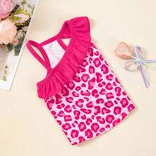 Fashionable Summer Lace Sling Leopard Print Dress, Two-Leg Dress, Teddy Dog Dress, Small Dog & Puppy Sling Dress - Hot Pink - View 10