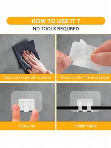 50pcs Outdoor String Light Clips With Sticky Strips - Waterproof, UV-Resistant, Damage-Free, Tool-Free Installation, Suitable For Christmas, Yard, Garden, Balcony Decoration, Light Hanging Clips - Transparent White - View 5
