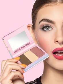 Misslyn Bảng phấn tạo khối 3 trong 1, bao gồm phấn bắt sáng, phấn má hồng và phấn tạo khối, bảng trang điểm đa chức năng, phù hợp cho phụ nữ và các bạn gái, lý tưởng cho mùa đông, phong cách Y2K, các bữa tiệc thời trang, sinh nhật, quà tặng ngày Valentine, trang điểm dự tiệc, quà tặng năm mới, thuần chay và không thử nghiệm trên động vật. - 4n - Xem 5