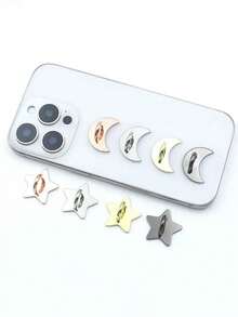 Alloy Heart Shaped 2pcs Star Moon Metal Snap Buttons Suitable For DIY Phone Case Lanyard Accessories Phone Straps Phone Case Bag Hardware Accessories Keychains Keyring Clips Smartphone Chains Handmade Decorative Accessories Smartphone Lanyards Adhesive With No Trace Compatible With All Android Apple Series Phones Such As 17/16/15 Etc Birthday Gift Anniversary Party Etc. - Multicolor - View 5