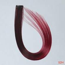 1pc Heat-Resistant Synthetic Long Straight Hair Extension Clip-In, Y2K Style Highlighted Side-Swept Bangs Hair Piece - Multicolor - View 35