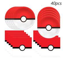 40/41pcs Themed Birthday Party Supplies, Including 20 Plates, 20 Napkins, 1 Tablecloth, Suitable For Birthday Party Decoration, Disposable Birthday Party Tableware - As Shown In the Figure - View 1