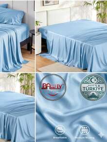 Hotel Quality Luxury Flat Sheet – Wrinkle-Free Solid Blue Bedding - Baby Blue - View 11