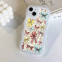 1pc Transparent Wave Shaped Protective Phone Case With Bowknot & Polka Dot Pattern, Suitable For Daily Use Compatible With IPhone17Air/17pro/17promax/17/16e/16/15/14/13/12/11/X/Xr/8/7/GalaxyA14/A15/A54/S24/S24Ultra Series - Clear - View 1