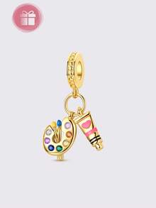 1pc Original Design Silver Charm Beads, Gold-Plated Starry Moon Cat Whale Pendant, High-Quality Cubic Zirconia Inlaid, Elegant Jewelry Gift Suitable For Handmade Bracelet & Necklace DIY - Gold - View 18