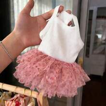 Váy nhẹ cho thú cưng mùa hè, váy lưới in họa tiết da báo màu trắng cho chó và mèo nhỏ, quần áo thú cưng dễ thương. - trắng - Xem 12