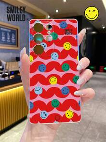 Smiley World Expression SmileyWorld® 1件装减震全包覆TPU材质透明手机壳，可爱黄色笑脸图案，UV印刷，兼容三星、Nothing、Pixel系列手机，适合节日礼物、通勤使用，防摔高品质设计 - 彩色 - 查看 2