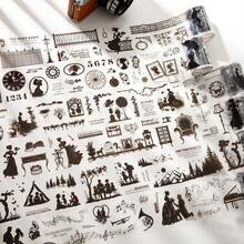 1 Cuộn băng dính trang trí Washi Tape 2M chủ đề hình bóng, nhãn dán thẩm mỹ cổ điển sáng tạo, vật liệu thủ công trang trí DIY, quà tặng ngày lễ, đồ dùng học tập cá nhân hóa cho sổ lưu niệm. - Kiểu 3 - Xem 2