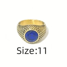 1枚复古风格金色锆石圆点男士戒指，316不锈钢材质，18K真空镀层，防水，防褪色，低过敏性，适合休闲、商务、晚宴等场合佩戴。 - 金色 - 查看 19