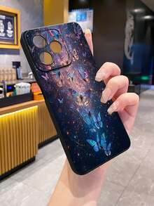 1pc Star Night Butterfly Pattern Shockproof Phone Case, UV Printed Compatible With Samsung/Galaxy///// Android Models - Black - View 2