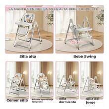 Silla Alta Para Bebé Periqueras Comer Plegable 3 En 1 Gris Bebezo Gris - Gris - Ver 6