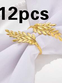 6/12/24 Stück Servietten-Ringe in Weizenähren-Form, Erntedankfest Weizenform Servietten-Halter, geeignet für Feiertags-Feierlichkeiten, Restaurants, Hochzeitspartys Servietten-Ringe - Gold - Übersicht 11