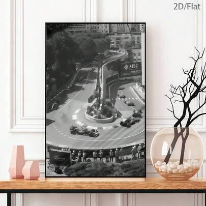 1幅摩纳哥大奖赛帆布艺术印刷海报，现代墙面艺术装饰画，时尚酷炫的装饰品，适用于卧室、客厅、办公室、书房、浴室、厨房、走廊、宿舍、公寓墙面装饰和家居装饰，是送给朋友的理想礼物。