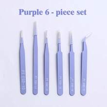 Bộ 6 nhíp chống tĩnh điện chính xác - Dụng cụ bằng thép không gỉ bền bỉ, thích hợp cho sửa chữa điện tử, làm mô hình thủ công, làm đồ trang sức DIY, dụng cụ làm đẹp lông mi. - nhíp - Xem 15