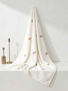 1条新生儿毯，刺绣柔软毛绒毯，可爱小熊图案，适合婴幼儿，四季皆宜，便携 - 米色小熊 - 查看 8