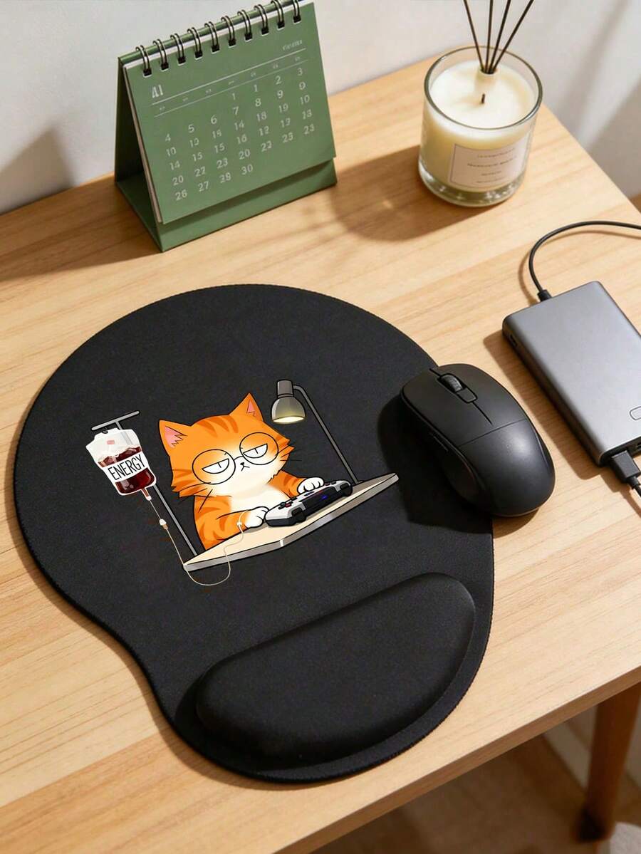 Wrist Rest Mouse Pad, Cute Cat & Dog Pattern Design, Anthropomorphic Style, Ergonomic Design With Wrist Rest, Faux Leather Mouse Pad With Smooth Wrist Rest, Comfortable Mouse Pad, Computer Desk Mat, Office Keyboard Pad, Desktop Protector, Suitable For Non-Slip Base, Gaming, Anti-Slip, Computer, Laptop, Office, Home Use, Graduation Souvenir, Suitable For Office And Gaming, Birthday Gift, School Gift, Mother's Day Gift, Office Supplies