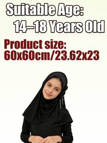 1 chiếc khăn trùm đầu kiểu Ả Rập cho bé gái 14-18 tuổi, khăn trùm đầu Hồi giáo, khăn trùm đầu đính đá cho bé gái, khăn trùm đầu che kín đầu, khăn trùm đầu xếp ly tua rua 3 bông hoa cho bé gái, phù hợp cho bé gái 14-18 tuổi. - 1PC - Xem 6