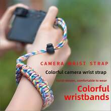 1个户外求生相机腕带，伞绳编织相机吊坠，通用相机编织伞绳腕带，腕带 - 彩色 - 查看 2