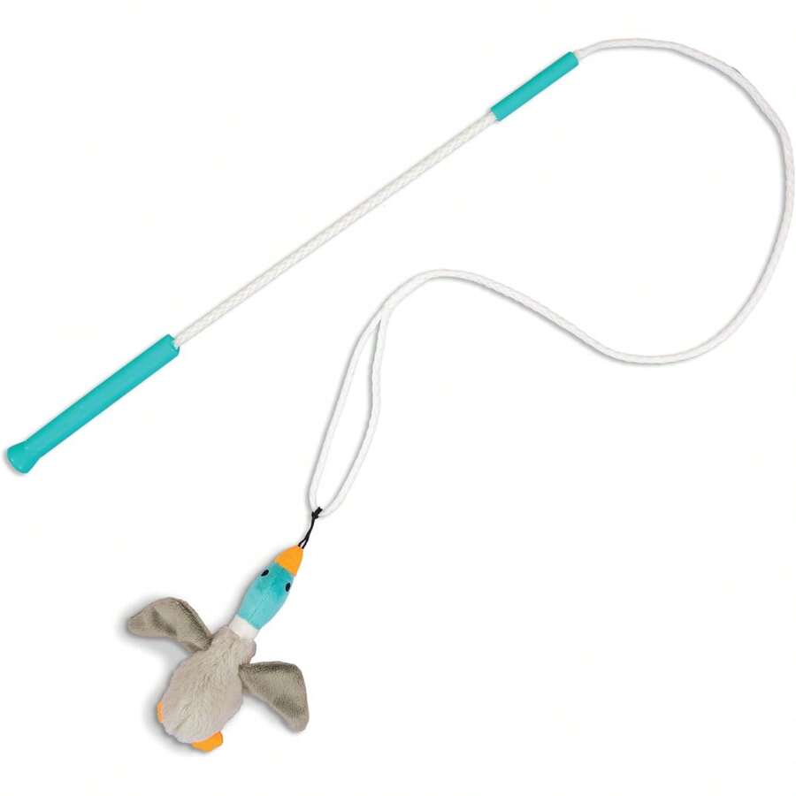 Outward Hound Tail Teaser Interactive Dog Wand Toy, Squeaky Plush & Crinkle Sounds For Active Play, Multicolored - Duck - View 1