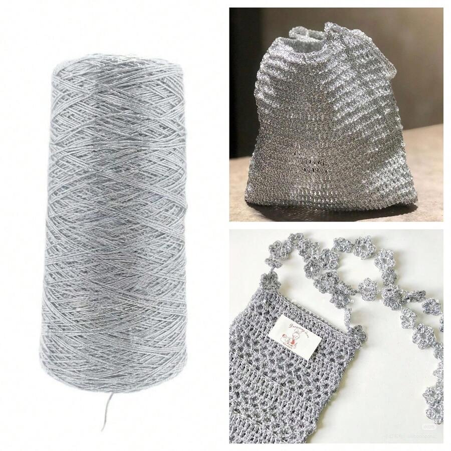 YYzzCaithe Shredded Silver Wire, Gold And Silver Wire Mesh Core Line, Shiny Steel Wire Ball Line For Handmade DIY, Super Shiny Steel Wire Ball Line, Metal Crochet Yarn, Crochet And Knitting Yarn, Metal Wire Round With Yarn, Metallic Luster Lurex Yarn, Clothing And Bag Shiny Metal Yarn