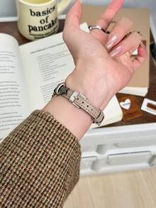 1条表带，朋克风真皮表带，带扣，适用于38mm、40mm、41mm、42mm、44mm、45mm、46mm、49mm的Ultra 10/9/8/7/6/5/4/3/2/1 SE系列手表，女士款 - 溝 - 查看 4