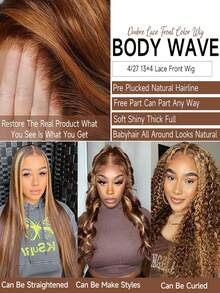 Eulisi 13*6 Honey Blonde Ombre Lace Front Wig, Glueless Natural Hairline Wavy Wig For Beginners, 24 Inch - SP4/27 - View 12