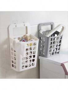 Cesto de ropa sucia plegable montado en la pared para una fácil organización del hogar y ahorro de espacio, cesto de lavandería ultra compacto y plegable con soporte de pared, ideal para baños pequeños, dormitorios, cuartos de lavado y armarios, mantiene la ropa sucia organizada y fuera de la vista, solución de lavandería de acceso rápido colgada en la pared para uso diario - Multicolor - Ver 8