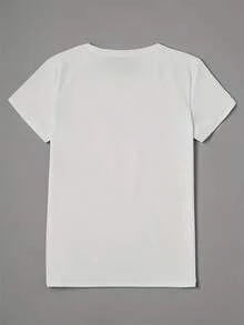 Camiseta Casual de Cuello Redondo para Mujer |   Elegante y Romántico de Manga Corta con Estampado de Frases, a la Moda para Uso Diario y Vacaciones, Disponible en Múltiples Colores S-XXL - Blanco - Ver 2