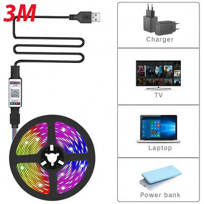 Tira de luces Led con USB que de Color, 5050 RGB, Flexible,, para niños, sala de juegos, en casa, retroiluminación de TV YRQ5