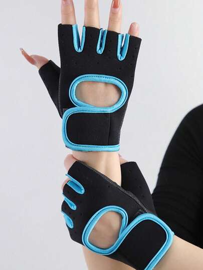 1 Pair Unisex Half Finger Fitness Gloves, Anti-Slip Breathable Cycling Gloves, Weightlifting Shock-Absorbing Sports Gloves With Mesh Fabric And Silicone Padding