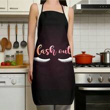 1pc Fashion Eyelash Pattern Apron, Creative Eye Makeup Element Kitchen Waist Apron, Women's Makeup Theme Durable Personalized Eyelash Art Print Household Apron - B - View 15