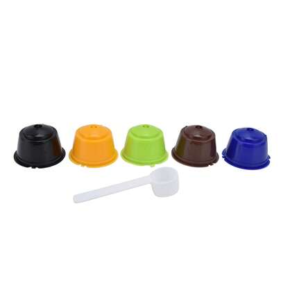 5-Pack Reusable Coffee Pods For Dolce - 50ml Refillable Capsules With Spoon For Convenient Brewing,Coffee Service Coffee Accessories